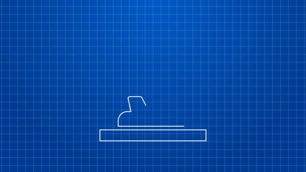 Vit linje Hologram ikon isolerad på blå bakgrund. Global kommunikationsteknik. 4K Video motion grafisk animation — Stockvideo