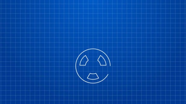 Vit linje Planet jord och strålning symbol ikon isolerad på blå bakgrund. Miljökoncept. 4K Video motion grafisk animation — Stockvideo
