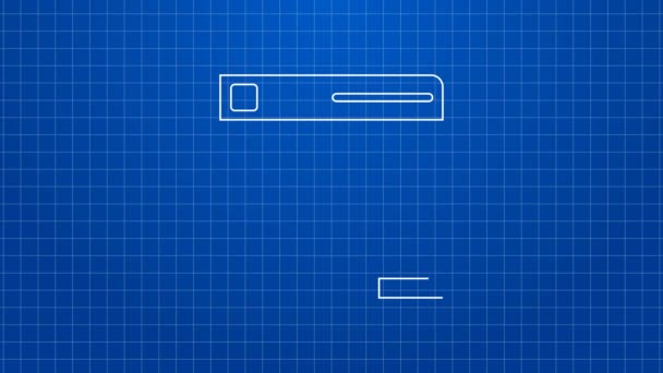 Vit linje Browser fönster ikonen isolerad på blå bakgrund. 4K Video motion grafisk animation — Stockvideo