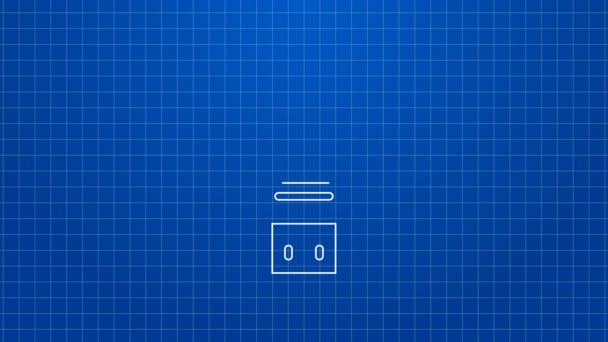 Белая линия USB флэш-диск значок изолирован на синем фоне. Видеографическая анимация 4K — стоковое видео