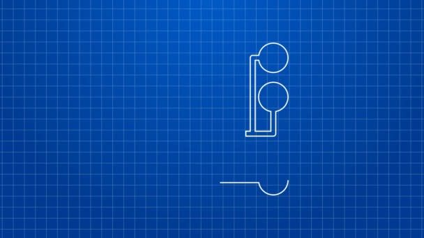 White line Cyber security icon isolated on blue background. Closed padlock on digital circuit board. Safety concept. Digital data protection. 4K Video motion graphic animation — 图库视频影像