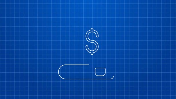 Bílá čára Ikona finanční knihy izolované na modrém pozadí. Grafická animace pohybu videa 4K — Stock video