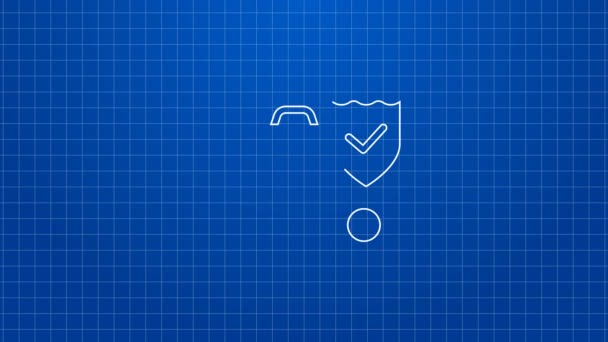 Linea bianca Icona assicurazione auto taxi isolato su sfondo blu. Animazione grafica 4K Video motion — Video Stock