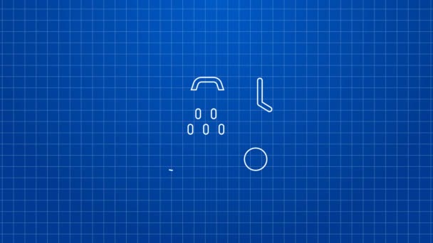 Weiße Linie Taxi Wartezeit Symbol isoliert auf blauem Hintergrund. Auto, Termin, Fahrplan. 4K Video Motion Grafik Animation — Stockvideo