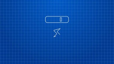 Beyaz çizgi elektrik sayacı simgesi mavi arkaplanda izole edildi. 4K Video hareketli grafik canlandırması
