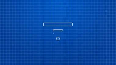 Beyaz çizgi elektrik prizi simgesi mavi arkaplanda izole edildi. Bağlantı kavramı ve elektriğin kesilmesi. 4K Video hareketli grafik canlandırması