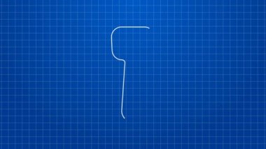 Mavi arkaplanda beyaz çizgi şişe açma simgesi izole edildi. 4K Video hareketli grafik canlandırması