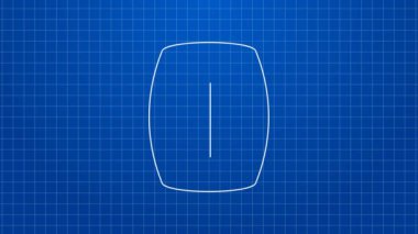 Beyaz çizgi ahşap varil ikonu mavi arka planda izole edildi. Alkol fıçısı, içki kabı, bira için tahta fıçı, viski, şarap. 4K Video hareketli grafik canlandırması