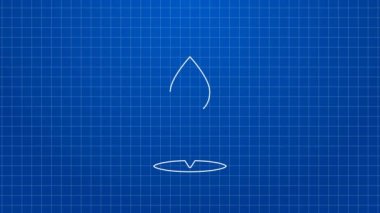 Mavi zemin üzerinde konum simgesi olan beyaz çizgili su damlası. 4K Video hareketli grafik canlandırması