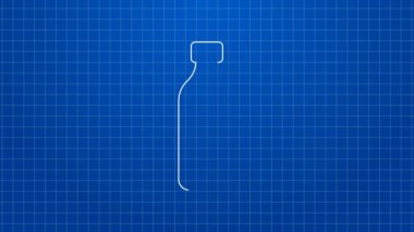 Mavi arka planda beyaz çizgi üzerindeki su ikonu. Soda su içme tabelası. 4K Video hareketli grafik canlandırması