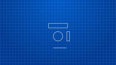 Beyaz çizgi yangın musluğu simgesi mavi arkaplanda izole edildi. 4K Video hareketli grafik canlandırması