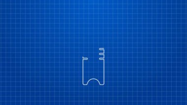 Mavi arka planda beyaz çizgi üzerindeki su ikonu. Soda su içme tabelası. 4K Video hareketli grafik canlandırması