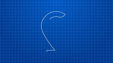 Beyaz çizgi tavuk budu ikonu mavi arka planda izole edildi. Tavuk budu. 4K Video hareketli grafik canlandırması