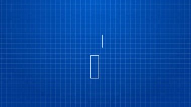 Beyaz çizgi bıçak simgesi mavi arkaplanda izole edildi. Çatal bıçak sembolü. 4K Video hareketli grafik canlandırması