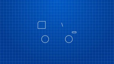 Beyaz çizgi Safari araba simgesi mavi arkaplanda izole edildi. 4K Video hareketli grafik canlandırması