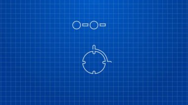 Beyaz çizgi hedef spor ikonu mavi arkaplanda izole edildi. Atış mesafesi ya da atış mesafesi için sayıları olan temiz bir hedef. 4K Video hareketli grafik canlandırması