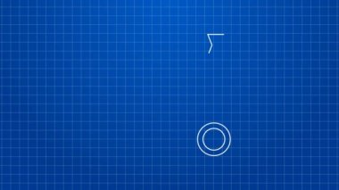Beyaz çizgi tuzak avlama ikonu mavi arkaplanda izole edildi. 4K Video hareketli grafik canlandırması