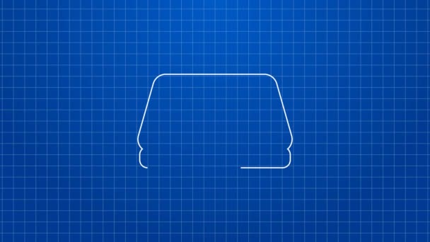 Ligne blanche Taxi icône de toit de voiture isolé sur fond bleu. Animation graphique de mouvement vidéo 4K — Video