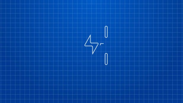 Weiße Linie Kühlschranksymbol isoliert auf blauem Hintergrund. Kühlschrank mit Gefrierfach Kühlschrank. Haushaltstechnologie und Haushaltsgeräte. 4K Video Motion Grafik Animation — Stockvideo