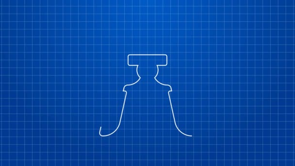 Línea blanca Alicate icono de la herramienta aislado sobre fondo azul. Alicates trabajo industria herramienta de fontanería mecánica. Animación gráfica de vídeo 4K — Vídeos de Stock