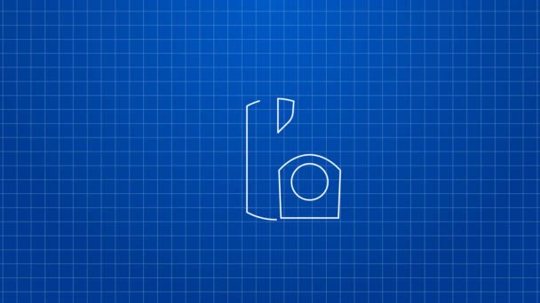 Vit linje Öl flaska och trä fat ikon isolerad på blå bakgrund. 4K Video motion grafisk animation — Stockvideo