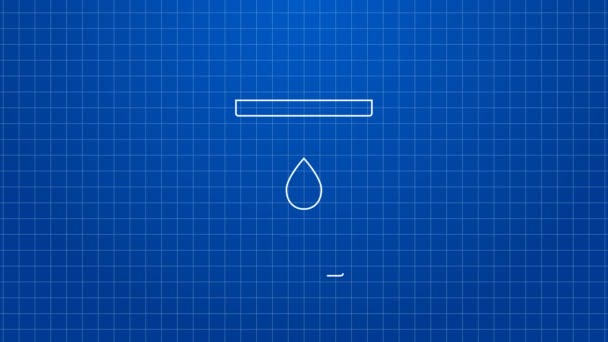 Witte lijn Water filter cartridge pictogram geïsoleerd op blauwe achtergrond. 4K Video motion grafische animatie — Stockvideo