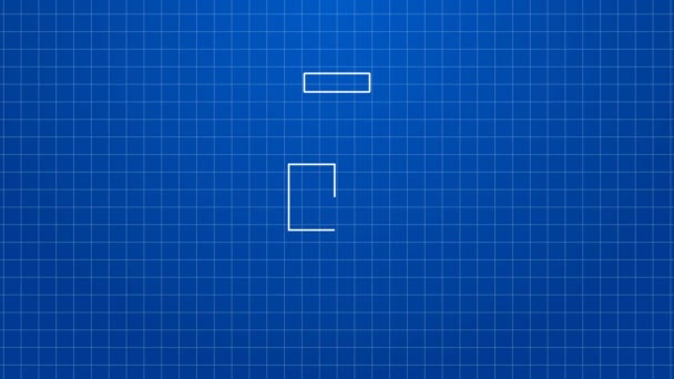 Bílá čára Láhev vody ikona izolované na modrém pozadí. Nápis se sodovkou. Grafická animace pohybu videa 4K — Stock video
