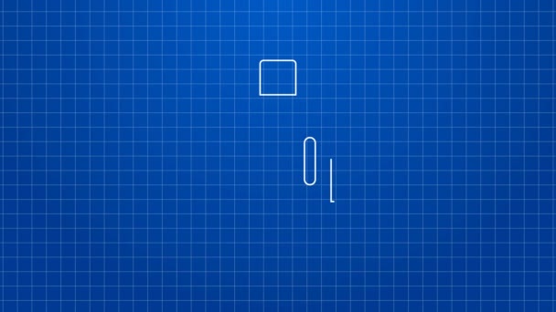 Fehér vonal Nagy palack tiszta víz ikon elszigetelt kék alapon. Műanyag tartály a hűtőtáskához. 4K Videó mozgás grafikus animáció — Stock videók