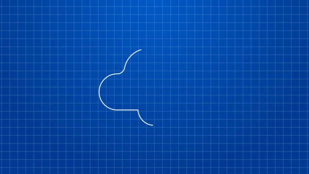 Ligne blanche Nuage avec icône de pluie isolée sur fond bleu. Précipitation de nuages de pluie avec gouttes de pluie. Animation graphique de mouvement vidéo 4K — Video