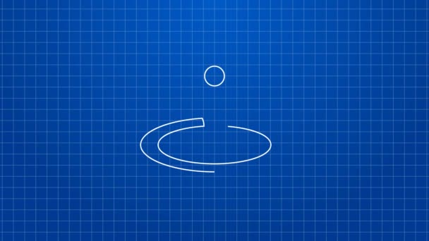 Bílá čára Vodní kapka ikona izolované na modrém pozadí. Grafická animace pohybu videa 4K — Stock video