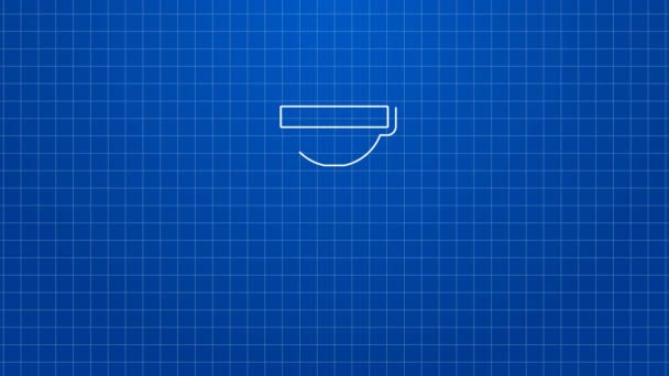 Bílá čára Lízátko ikona izolované na modrém pozadí. Jídlo, výborný symbol. Grafická animace pohybu videa 4K — Stock video