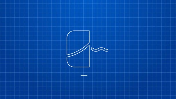 Bílá čára Jídlo objednání na mobilní ikonu izolované na modrém pozadí. Objednávka mobilním telefonem. Pojem dodání jídla do restaurace. Grafická animace pohybu videa 4K — Stock video