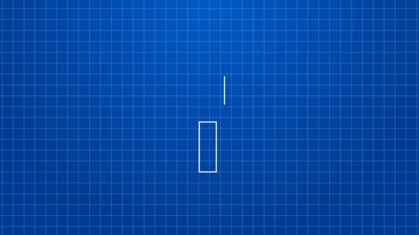 निळा पार्श्वभूमीवर वेगळे व्हाइट लाइन चाकू चिन्ह. कटलरी चिन्ह. 4K व्हिडिओ गती ग्राफिक अॅनिमेशन — स्टॉक व्हिडिओ