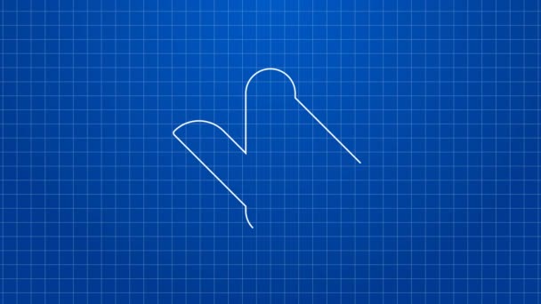 Fehér vonal svájci bicska ikon elszigetelt kék háttérrel. Többcélú, többcélú zsebkés. Multifunkcionális eszköz. 4K Videó mozgás grafikus animáció — Stock videók