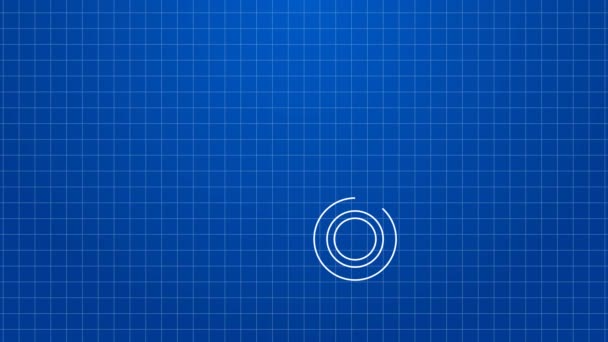Biała linia Ikona kuli odizolowana na niebieskim tle. 4K Animacja graficzna ruchu wideo — Wideo stockowe