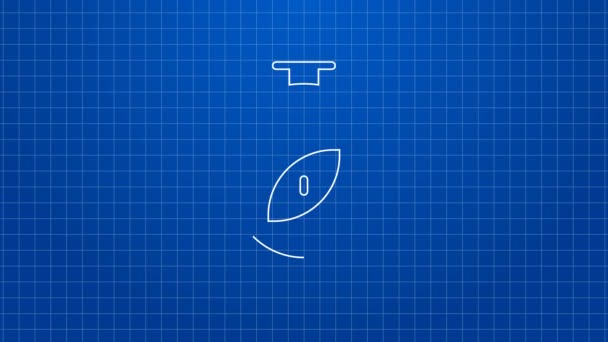 Fehér vonal Iránytű ikon elszigetelt kék háttérrel. Windrose navigációs szimbólum. Szélrózsa jel. 4K Videó mozgás grafikus animáció — Stock videók