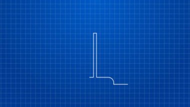Beyaz çizgi bayrak simgesi mavi arkaplanda izole edildi. Zafer, kazanmak ve zorluk konseptini fethetmek. 4K Video hareketli grafik canlandırması