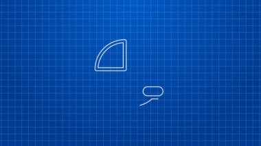 Mavi arkaplanda beyaz çizgi pasta grafiği bilgi simgesi izole edildi. Diyagram çizelgesi. 4K Video hareketli grafik canlandırması