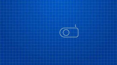 Mavi arka planda beyaz çizgili cüzdan simgesi izole edildi. Çanta ikonu. Nakit tasarruf sembolü. 4K Video hareketli grafik canlandırması