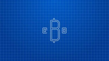 Mavi arka planda beyaz çizgi kripto para Bitcoin simgesi izole edildi. Madeni para. Engelleme zinciri tabanlı şifreli para birimi. 4K Video hareketli grafik canlandırması