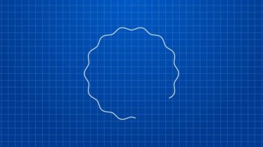 Beyaz çizgi Banner, etiket, etiket, biyoyeşil sağlıklı gıda ikonu için logo mavi arka planda izole. Organik ürün. Sağlıklı yemek etiketi. 4K Video hareketli grafik canlandırması