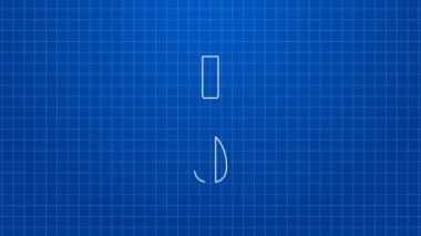 Beyaz çizgi Mutfak çırpma simgesi mavi arkaplanda izole edildi. Mutfak aletleri, yumurta çırpıcı. Çatal bıçak seti. Yemek karışımı sembolü. 4K Video hareketli grafik canlandırması