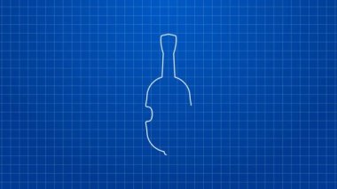 Beyaz çizgi keman simgesi mavi arkaplanda izole edildi. Müzik aleti. 4K Video hareketli grafik canlandırması