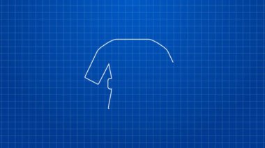 Beyaz çizgi Kimono simgesi mavi arkaplanda izole edildi. Çinliler, Japonlar, Koreliler, Vietnamlılar, milli kostümler ve kimono giyiyorlar. Geleneksel Asya kostümleri. 4K Video hareketli grafik canlandırması