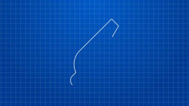 Beyaz çizgi Whistle simgesi mavi arkaplanda izole edildi. Hakem sembolü. Spor ve spor burcu. 4K Video hareketli grafik canlandırması