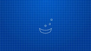 Tee ikonundaki beyaz çizgi golf topu mavi arka planda izole edildi. 4K Video hareketli grafik canlandırması