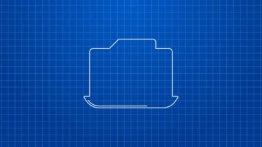 Beyaz çizgi Çevrimiçi Sınav, Test, Araştırma veya Kontrol Listesi simgesi mavi arkaplanda izole edildi. Sınav listesi. E-eğitim konsepti. 4K Video hareketli grafik canlandırması