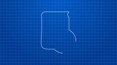 Mavi arkaplanda beyaz çizgi sesli kitap simgesi izole edildi. Kulaklıklı kitap. Ses rehberi işareti. Çevrimiçi öğrenme kavramı. 4K Video hareketli grafik canlandırması