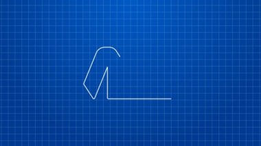 Beyaz çizgi Slayt oyun alanı simgesi mavi arkaplanda izole edildi. Çocuklar kayar. 4K Video hareketli grafik canlandırması