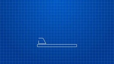 Beyaz çizgi çarpışan araba ikonu mavi arkaplanda izole edildi. Eğlence parkı. Çocuklar için eğlence parkı, eğlence parkı. 4K Video hareketli grafik canlandırması